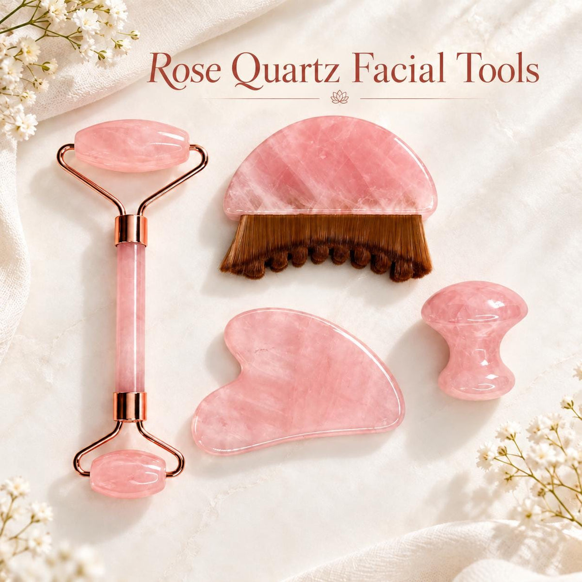 Rose Quartz facial tools close-up