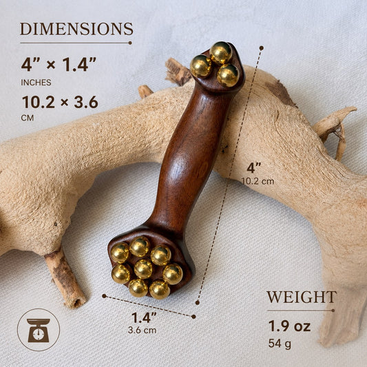 Solid Brass & Wood Roller Massage Tool