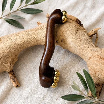Solid Brass & Wood Roller Massage Tool