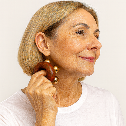 Self-Care Ritual Box – Detox Meridian Edition | Copper and Wood Massage Ring for Bloating, Calm, and Lymphatic Balance