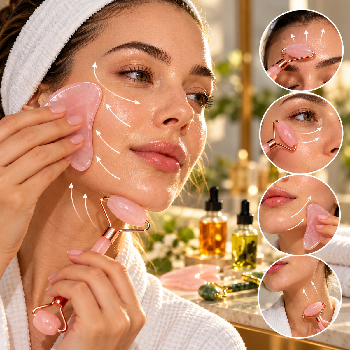 Rose Quartz Gua Sha & Roller Ritual Duo