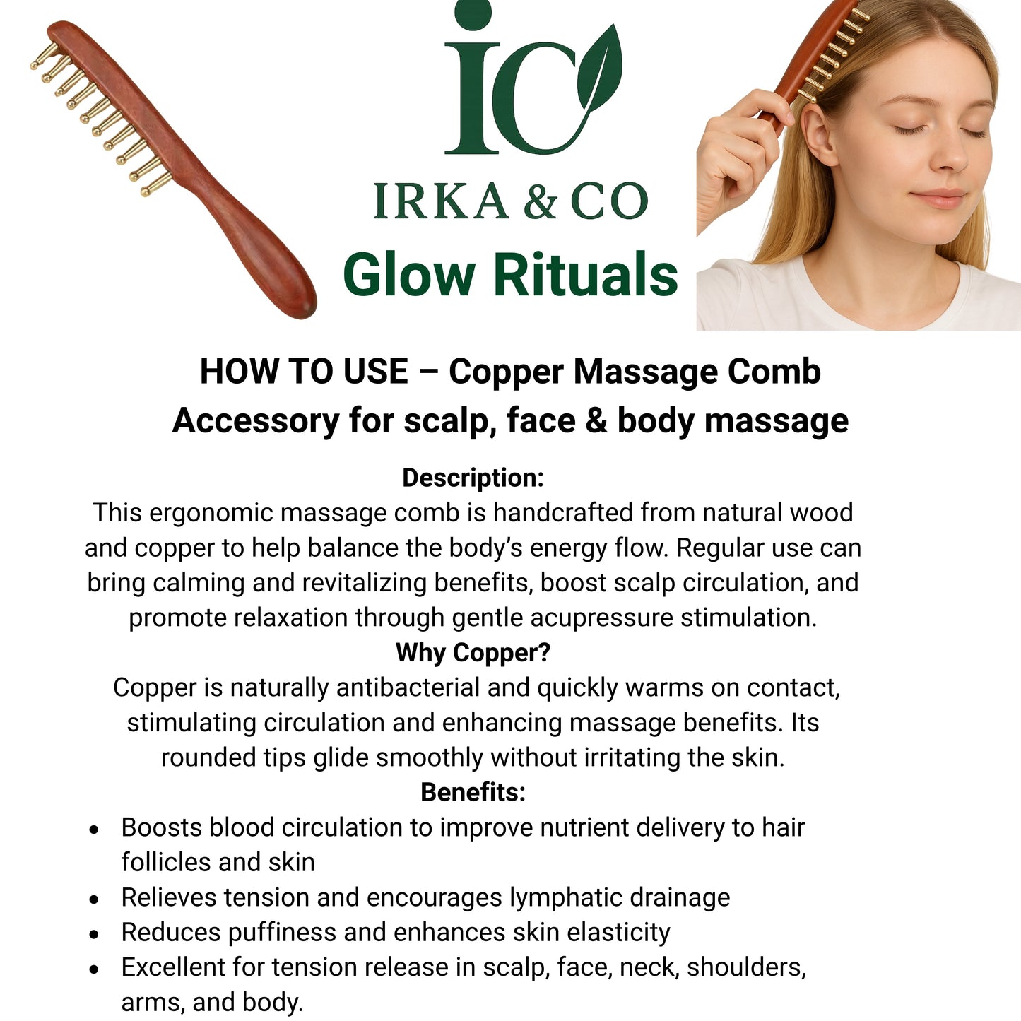 Ayurvedic Self-Care Gift Box – Copper Comb, Journal, Tea, Oils, Crystals & More | Glow Rituals by Irka & Co