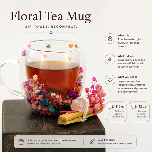 Handmade Floral Glass Mug