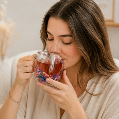 Handmade Floral Glass Mug