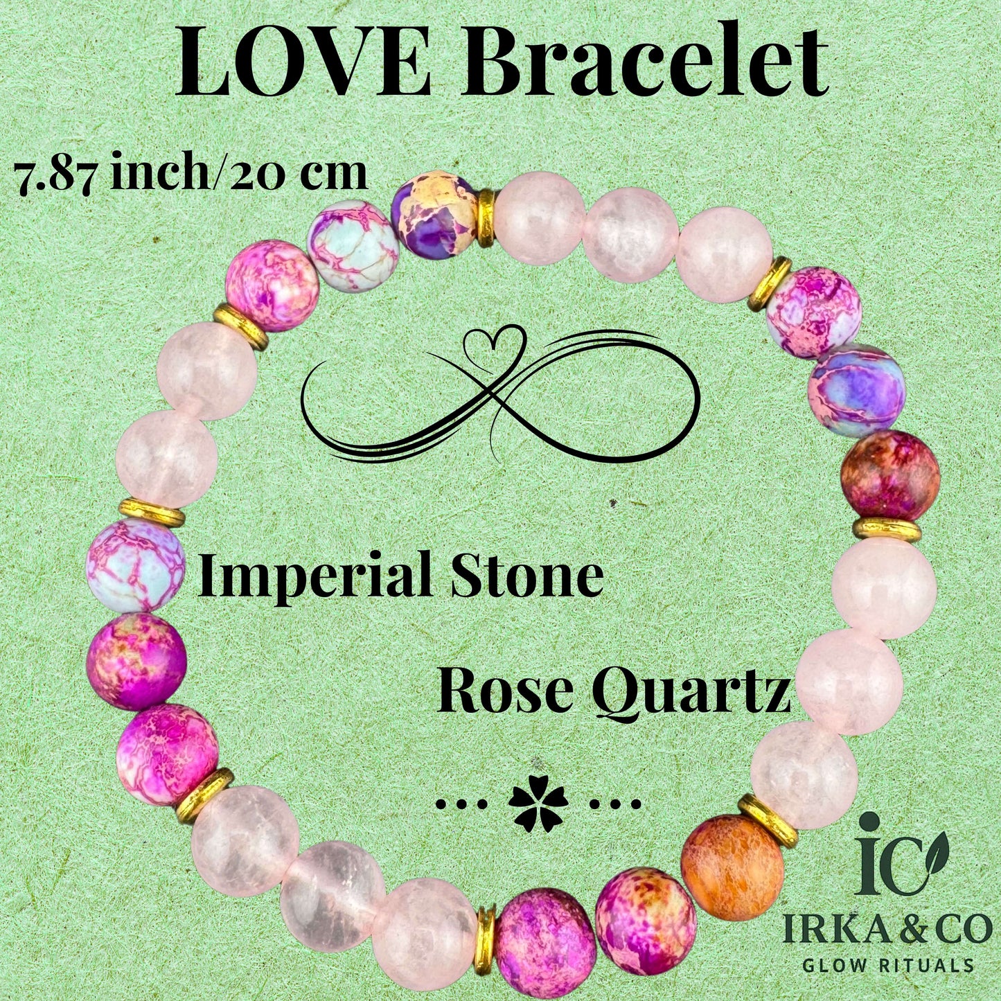 LOVE Bracelet – Rose Quartz & Imperial Stone for Healing, Peace & Emotional Balance