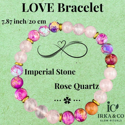 LOVE Bracelet – Rose Quartz & Imperial Stone for Healing, Peace & Emotional Balance
