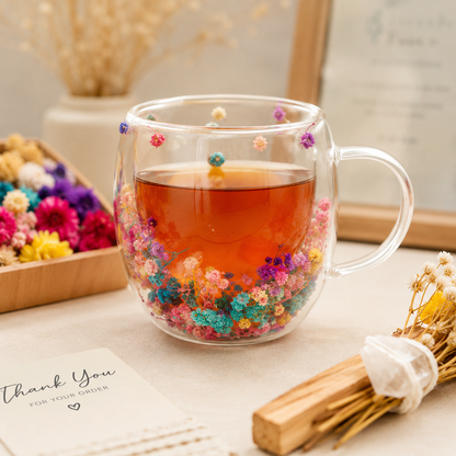 Handmade Floral Glass Mug