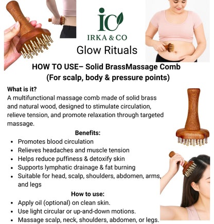 Brass & Wood Ayurvedic Self-Care Box – Wellness Gift Set with Journal, Botanical Oil, Tea & Candle