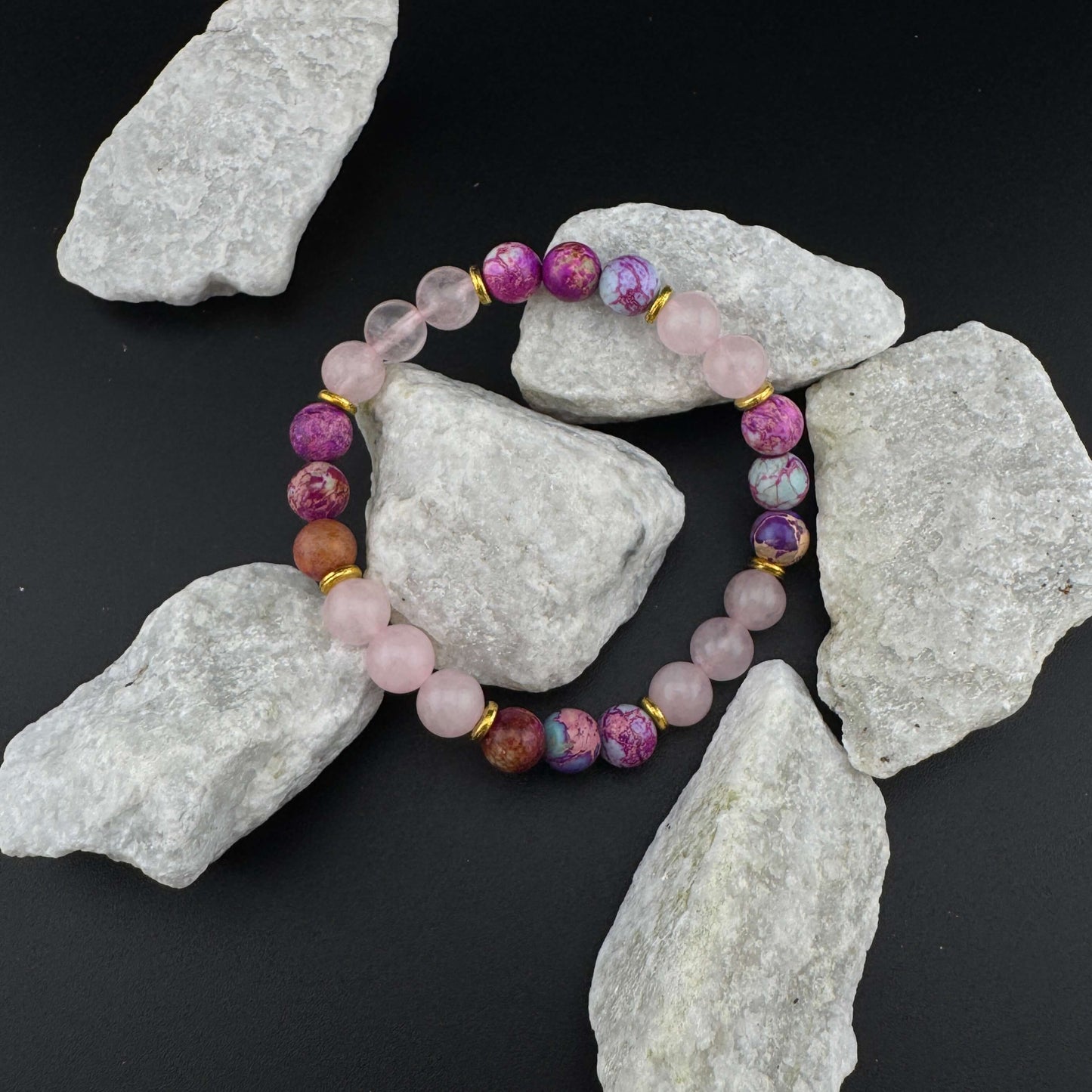 LOVE Bracelet – Rose Quartz & Imperial Stone for Healing, Peace & Emotional Balance
