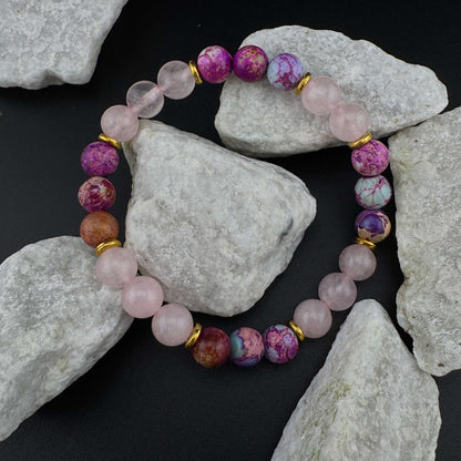 LOVE Bracelet – Rose Quartz & Imperial Stone for Healing, Peace & Emotional Balance