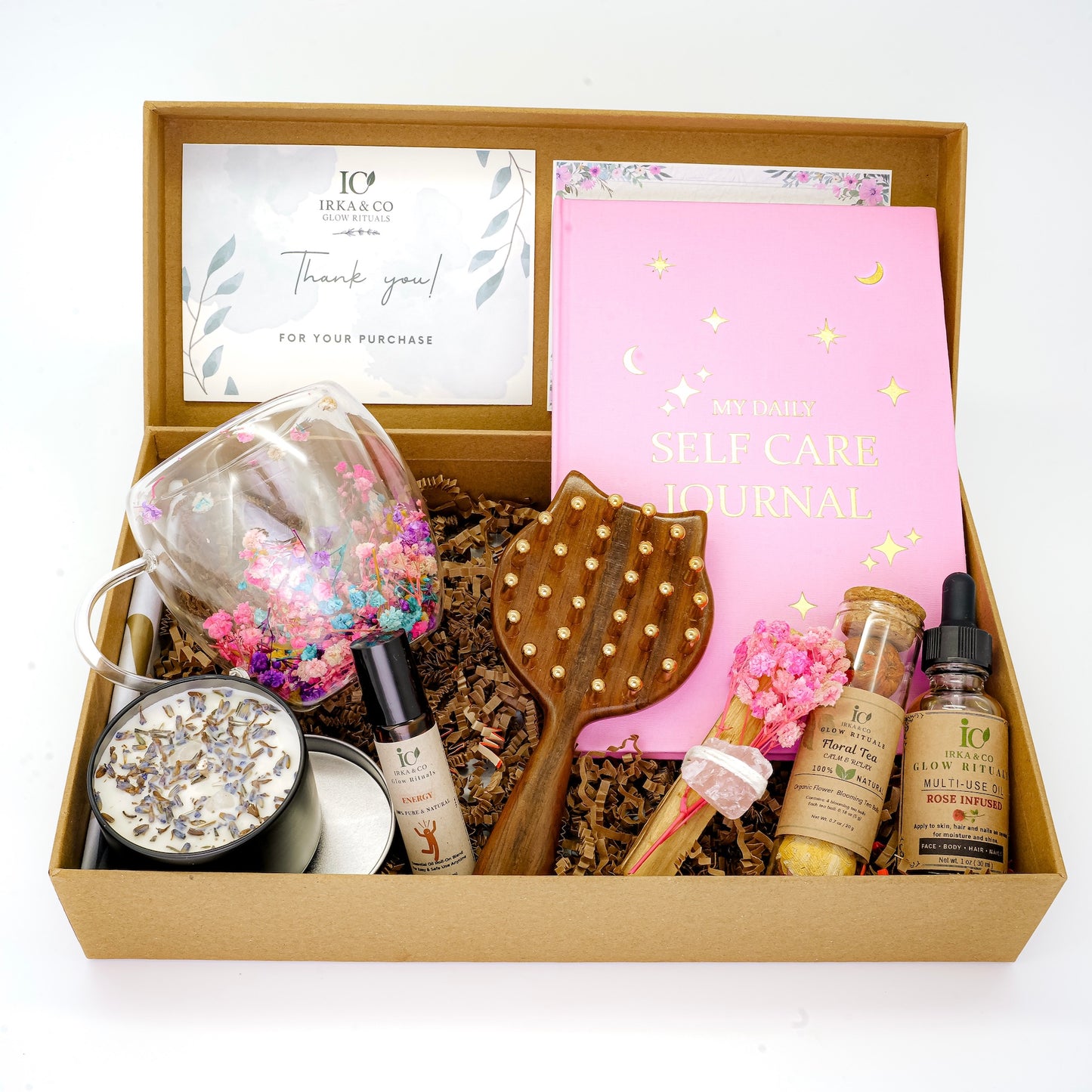 Deluxe Self-Care Ritual Box with Copper Wood Massage Comb & Guided Journal – Relaxation, Ayurveda, Mindfulness