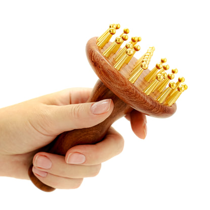 Brass & Wood Ayurvedic Self-Care Box – Wellness Gift Set with Journal, Botanical Oil, Tea & Candle