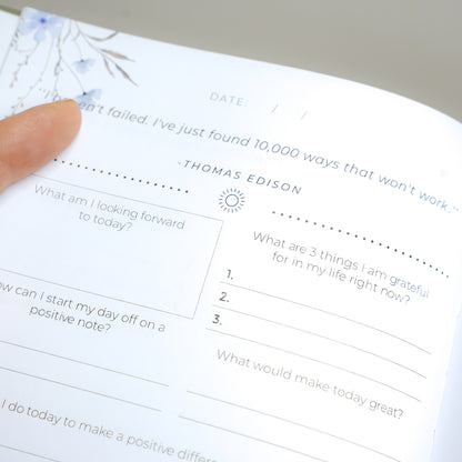 Daily Self-Care Journal A5 – Guided Wellness Planner for Mindfulness, Gratitude, and Personal Growth (Pink, Grey, Blue)