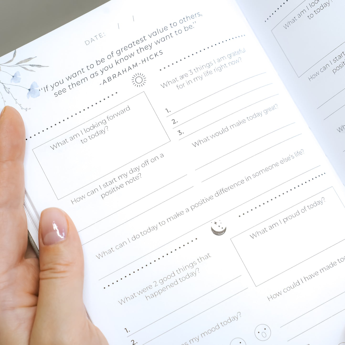 Daily Self-Care Journal A5 – Guided Wellness Planner for Mindfulness, Gratitude, and Personal Growth (Pink, Grey, Blue)