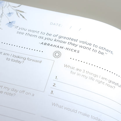 Daily Self-Care Journal A5 – Guided Wellness Planner for Mindfulness, Gratitude, and Personal Growth (Pink, Grey, Blue)