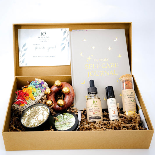 Self-Care Ritual Box – Detox Meridian Edition | Copper and Wood Massage Ring for Bloating, Calm, and Lymphatic Balance
