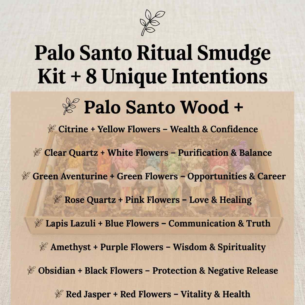 Palo Santo Ritual Smudge Kit + 8 Unique Intentions