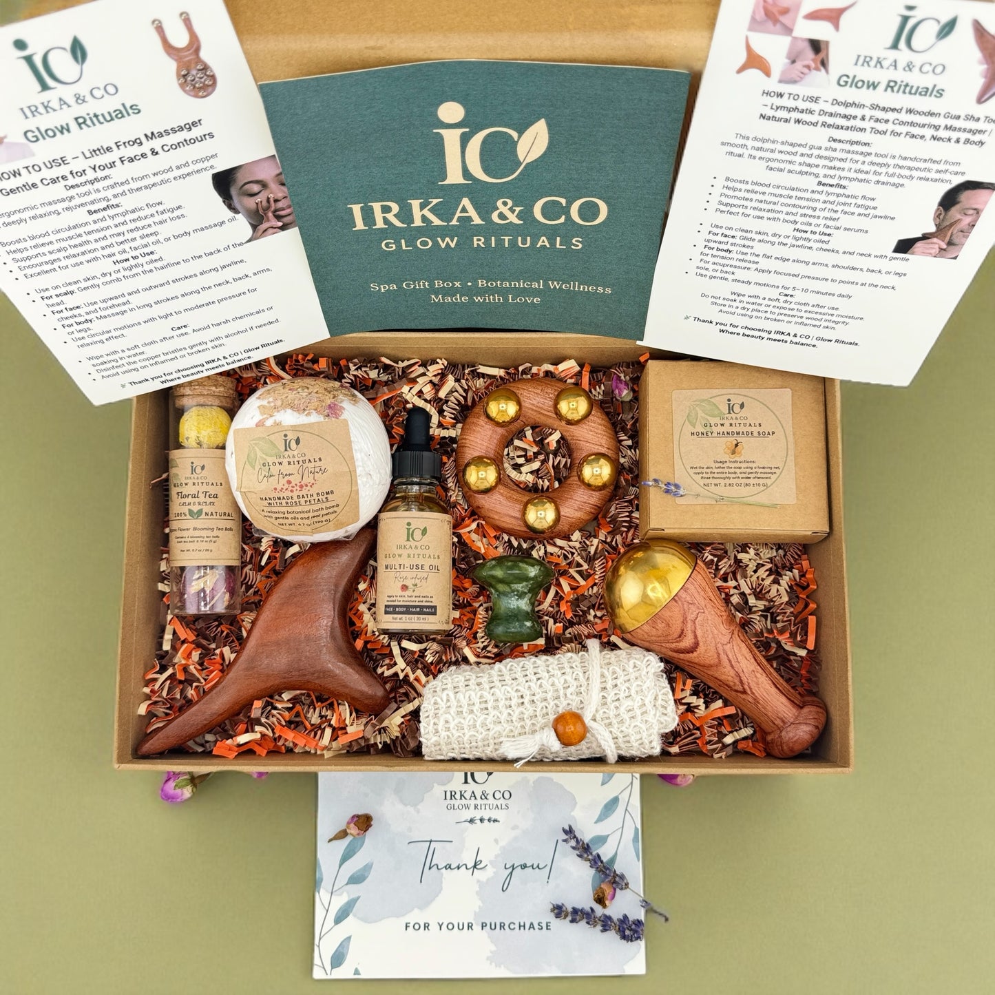 Luxury Ayurvedic Spa Gift Box with Massage Tools, Oils & Herbal Tea | Glow Rituals