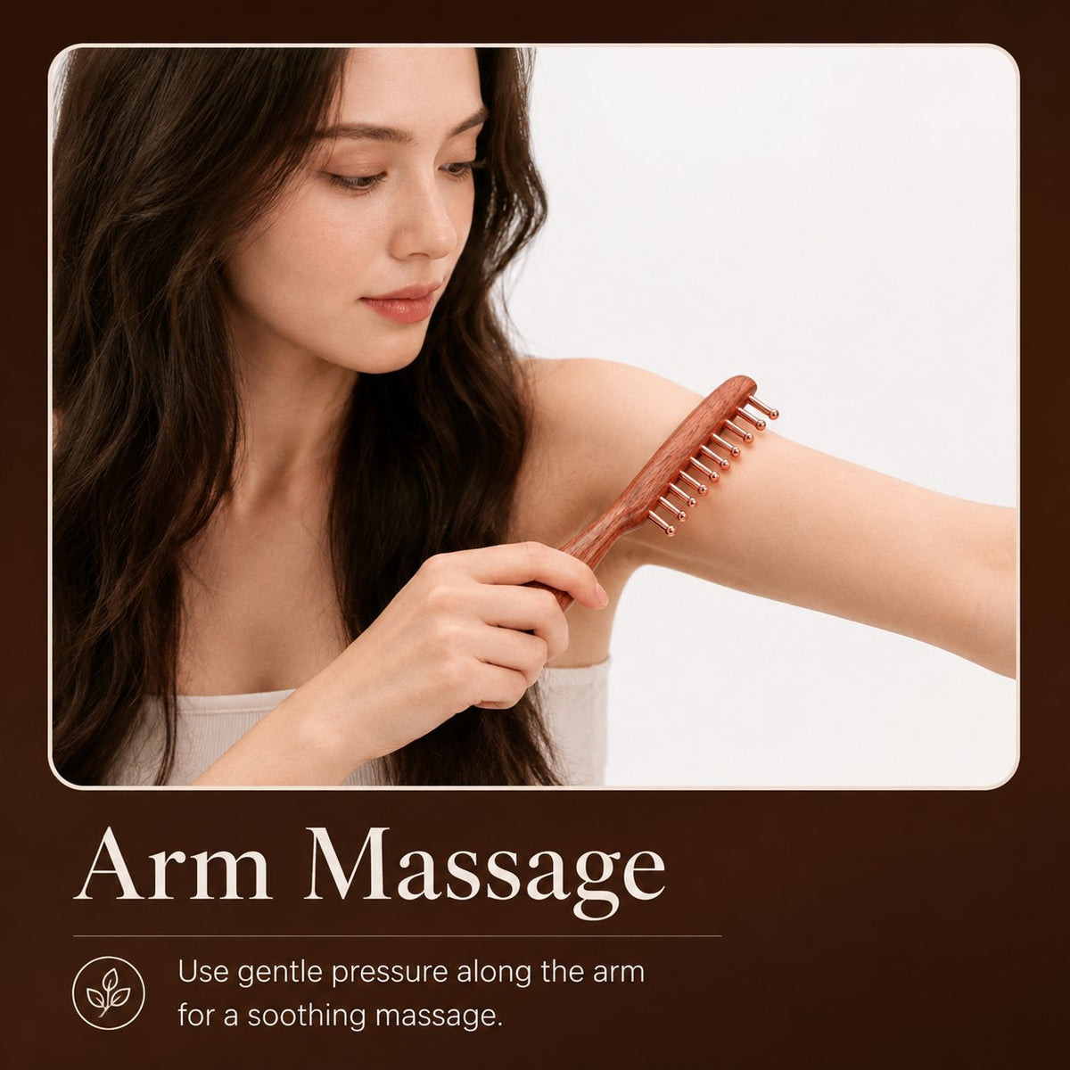 Copper and rosewood ritual comb used for an arm massage
