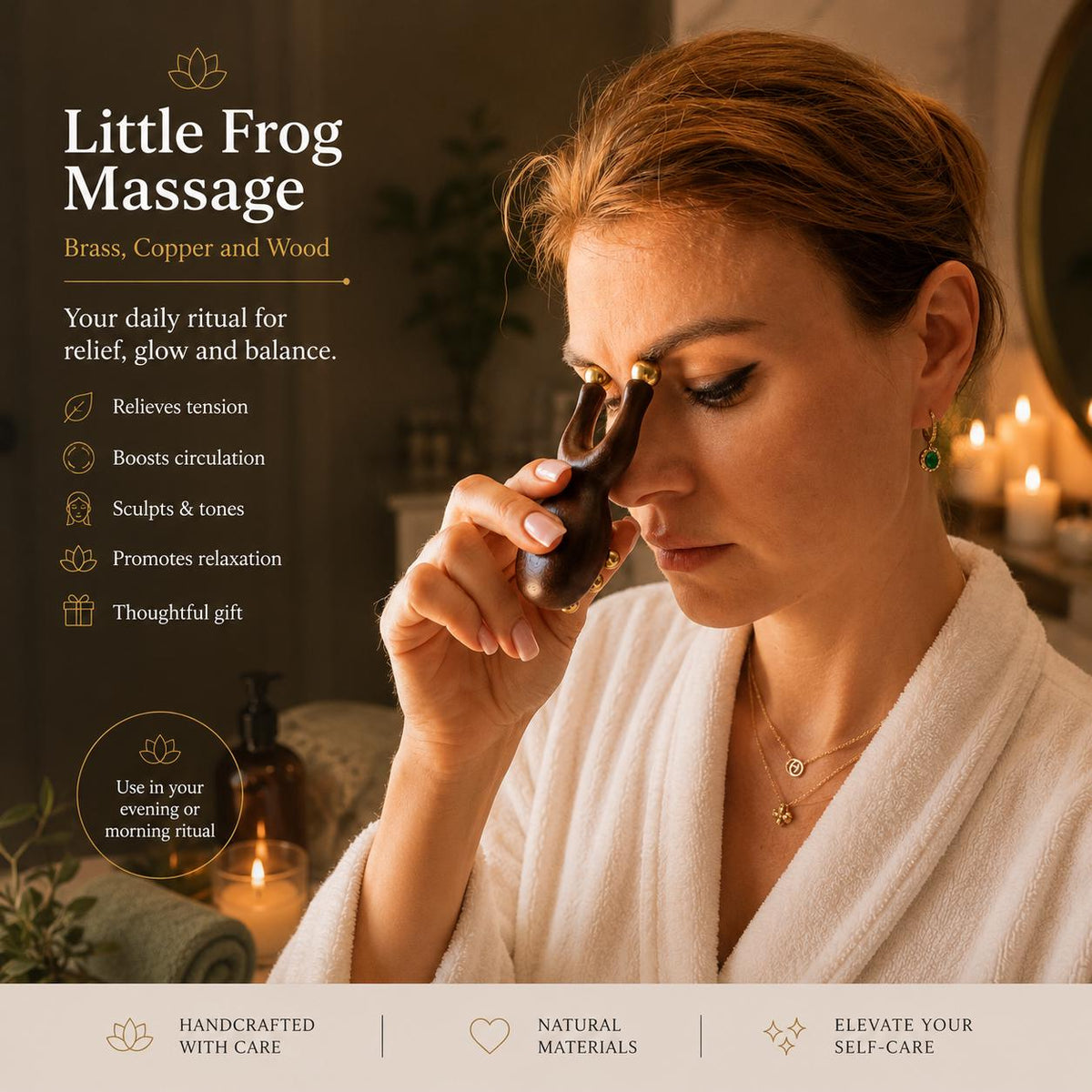 Spa gift set styled on linen with autumn touches