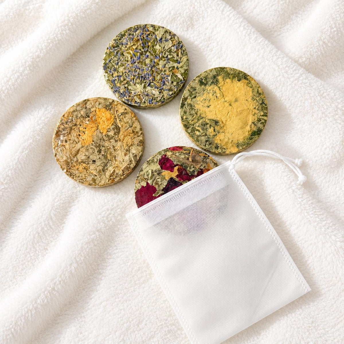 Lavender and mugwort foot soak tablet close up