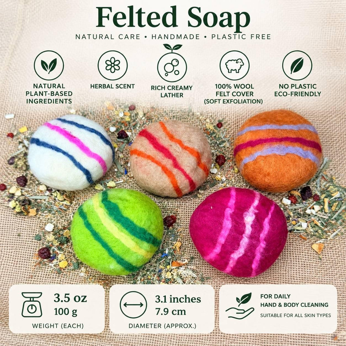 Felted wool soap ball as a stocking stuffer gift