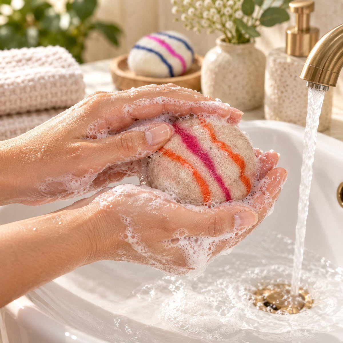 Plant-based felted soap, plastic-free packaging